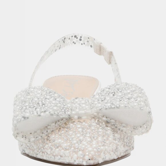 NEW BETSEY JOHNSON Patti Faux Pearl Slingback Heels With Bow in Pearl 825 3m7 - Picture 7 of 12